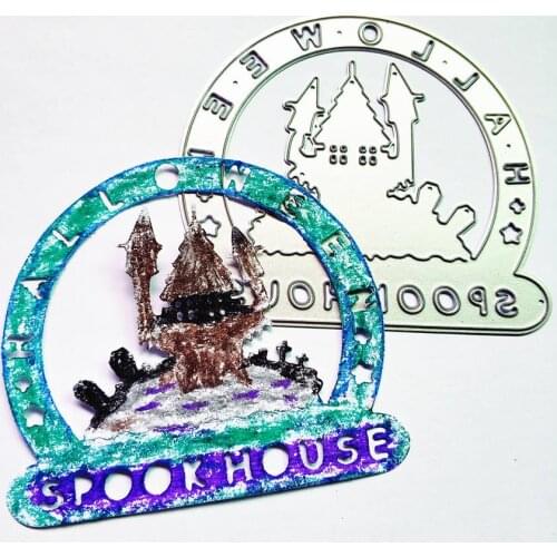 9x8cm Halloween haunted house die Cutting dies metal crafts paper die-cutting /DIY embossing Easter Halloween Scrapbooking