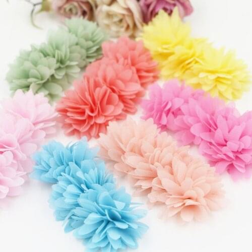 Free Shipping 20PCS/Lot Floral Chiffon Flower Button Patch Sticker Crafts Fit for Toddler Kids Headband Girls Hair Jewelry DIY