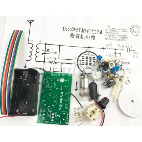 Free Shipping! 1pc DC single light electron tube FM Radio Kit