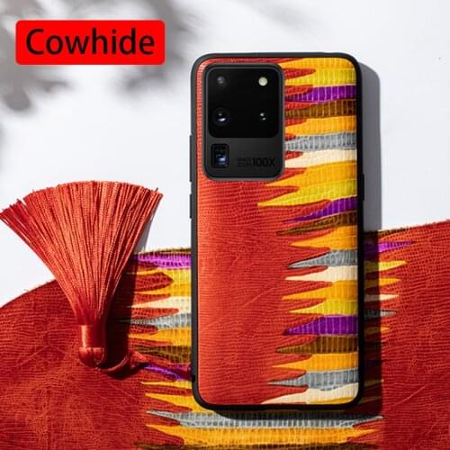 Genuine Leather Phone Case For Samsung Galaxy Note 20 10 9 8 S20 Ultra S10 S10e S9 S8 Plus Luxury Natural Cowhide Painted Cover