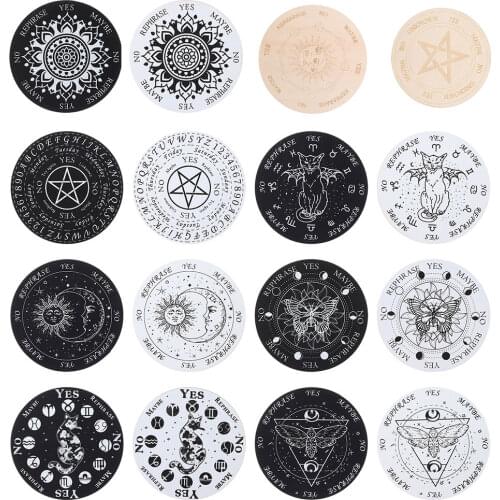 Wooden Pendulum Board with Stars Sun and Moon for Divination Message Board Wooden Carving Board Wall Sign Decor Handmade Coaster