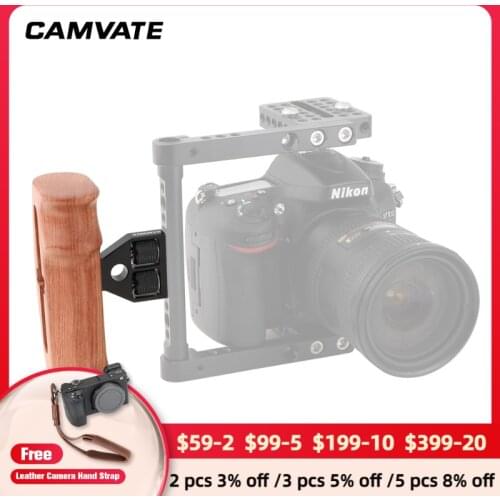 CAMVATE Wooden Hand Grip (Either Side) With 1/4" Mounting Screws Connector For DSLR Camera Cage/DV Video/Red Rig Support System
