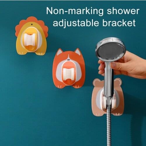Shower Head Holder Adjustable Handheld Bathroom Cartoon Shower Head Bracket Adhesive Shower Holder Wall Mount No Drilling