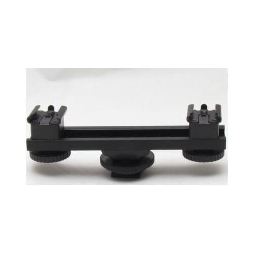 Hot Shoe Extension Bar Mount Dual Bracket For DV Video Camera LED Light SLR Rig