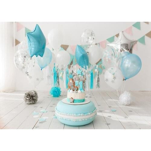 Balloons Cake Photographic Backgrounds Vinyl Cloth Photo Shootings Backdrops for Baby Children Birthday Party Photo Studio