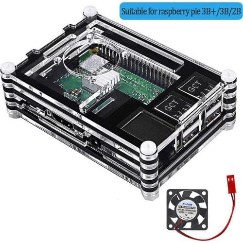 Hot Raspberry Pi 3B+ Case High Quality Whosale 9 Layers 3Color Acrylic Box Case with Cooling Fan Raspberry Pi 3 Model B Case