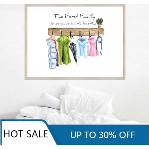 Custom Family Print Gift Personalised Poster Coats Wall Art Canvas Painting Warm Overcoat Wall Decor Pictures For Living Room De