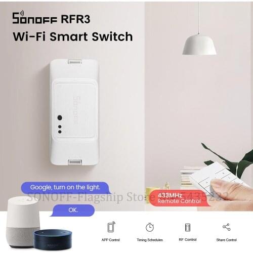 Itead SONOFF RFR3 Mini Wifi DiY Switch Wireless Control Switch Smat Home Automation Light Switch Support 433Mhz RM433 Controller
