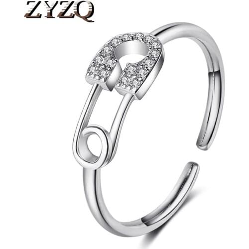 ZYZQ Korean Version of Gender Pin Ring For Women Simple Zircon Opening Adjustable Ring Hip Hop Street Fashion Luxury Jewelry