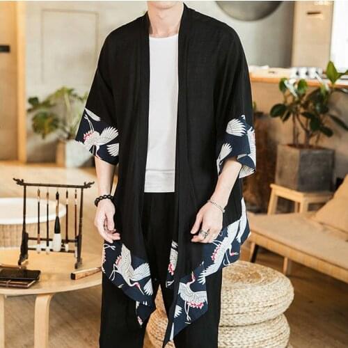 2019 Sun Protection Clothing Mens Jackets Japanese Kimnon Jacket Men Casual Cotton Linen Streetwear 3XL