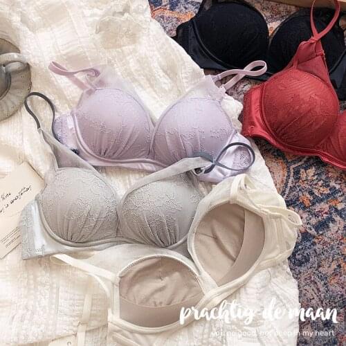 Women Floral Underwear Suit Push up Breast Hugging Anti Sagging Sexy Bra Sets Push-Up Beauty Back Small Bust Adjustable Bra Sets