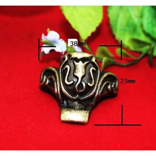 Bronze Tone Antique Furniture Foot Alloy Foot Box Four Corners Decorative Flower Feet,38*23mm,12Pcs