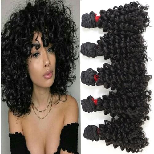 Human Hair Feeling Afro Bouncy Curly Hair Bundles 5 Bundles 240g Funmi Hair Heat Resistant Synthetic Hair Weaves