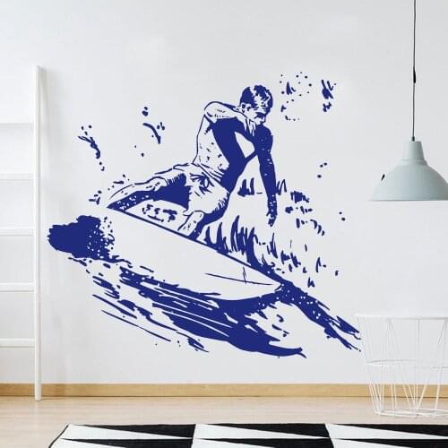 Surfing Wall Decals Bathroom Window Glass Waterproof Decortion Surfer Surfboard Extreme Sport Vinyl Stickers For Kids Room Z767