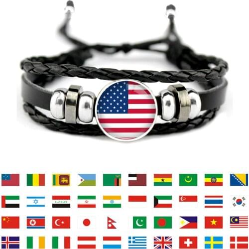Norway Morocco Peru United States Canada Cameroon Ecuador Netherlands Germany Denmark Iceland Belgium Flag Men Women Bracelet