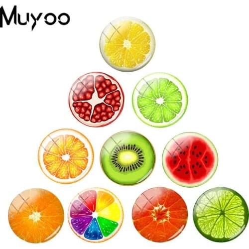 2018 New Lemon Orange Dragon Fruit Slices Jewelry Cabochons Handmade Fruits Jewelry Art Glass Dome Cabochon