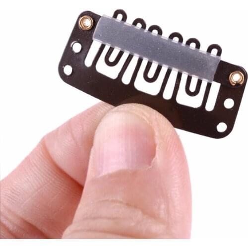 Wholesale 1000Pcs/Lot 32mm U Shape Snap Metal Clips With Silicone Back For Clip In Hair Extensions/Weft/Wig