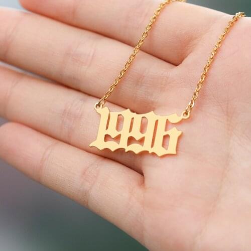 Stainless Steel Birth Year Necklaces For Women Gold Silver Color Chain Choker Female Pendant Necklace Birthday Jewelry 2020