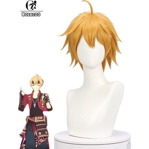 ROLECOS Tohma Cosplay Wig Game Genshin Impact Tohma Cosplay Wig Brown 55cm Men Headwear Ponytail Heat Resistant Synthetic Hair