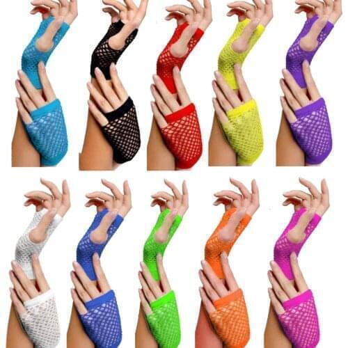 Mesh Gloves Summer Ladies Girls Short Mesh 80s Style Fishnet Gloves Gothic Punk Rock Costume Party Fingerless Wear Gloves