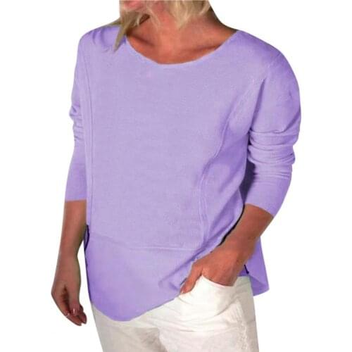 Casual womens t-shirt Autumn Great Workmanship Long Sleeve Solid Color Loose Casual Breathable Soft O Neck Female Top Plus Size