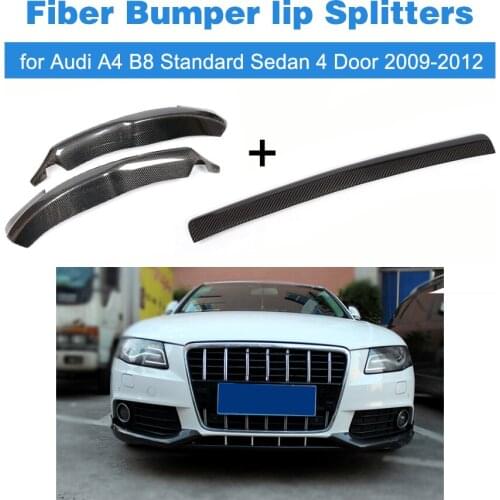 Carbon Fiber Bumper Splitters Front Bumper Lip Center And Apron Splitters for Audi A4 B8 Standard Sedan 4 Door 2009 - 2012 3PCS