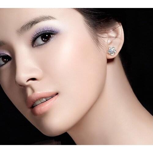 S925 sterling silver hot selling earrings with bonimia amethyst blossom plum flower accessories for fashion girl birthday gifts