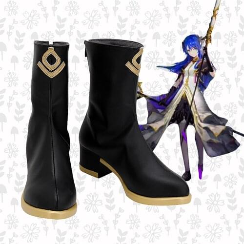 Arknights Mostima Cosplay Boots Black Leather Shoes Custom Made Any Size for Unisex
