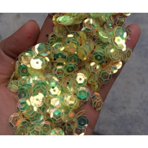 Sewing supplies High-grade 6mm flat round sequins garment accessories with circular medium-hole coloured yellow shine