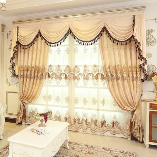 Light and Luxurious European Style Curtain Embroidered Curtain Fabric Curtain Finished Products Curtains for Living Room Bedroom