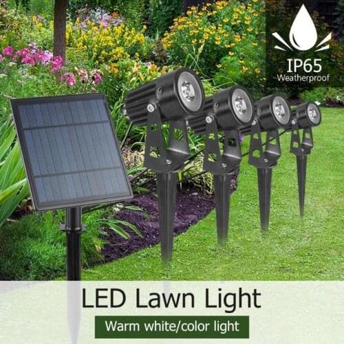 4W Solar Spike Spot Lights Outdoor Garden Lawn Led 4 pc Spotlights+1pc Solar Panel IP65 Waterproof Lamps Garden Yard