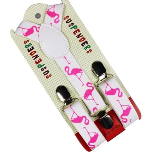 High Quality Flamingo Print Kids Clip-on Suspenders Elastic Y-Shape Adjustable Braces For Children