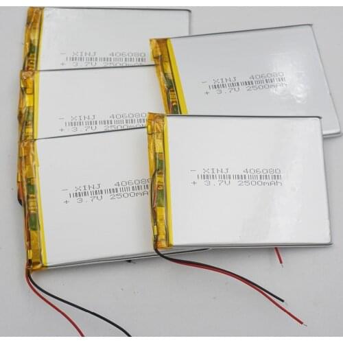 XINJ 5pcs 3.7V 2500mAh Li-Po Polymer Li Battery 406080 For GPS Phone Camera Music player Record bluetooth speaker Tablet PC