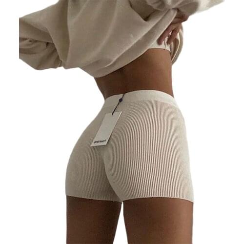 2021 New Hot Fashion Women acutes Solid Color Knitted Shorts Street Fashion Sexy Slim Straight Summer Leggings