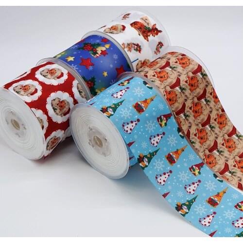 10 Yards Santa Claus Printed Grosgrain Ribbon For Hair Bows DIY Crafts Handmade Accessories 46789
