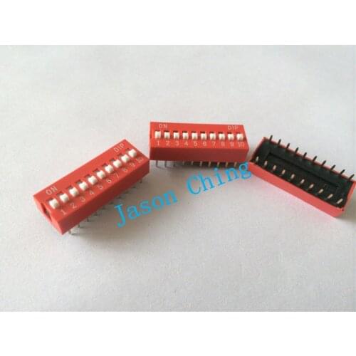 100pcs 10P 10 Position DIP Switch 2.54mm Pitch 2 Row 20 Pin Slide DIP Switch