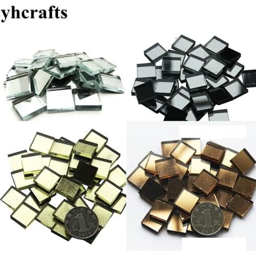 192PCS/400Gram/LOT,Color select Square glass mirror mosaic Handmade accessories Craft material Mosaic art 1.5cm