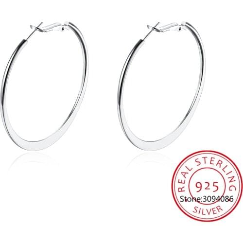 53MM Big Hoop Earrings 925 Sterling Silver Simple Round Earrings For Women Fashion Party Wedding Jewelry Birthday Gift