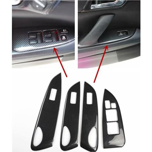 Free Shipping 4pcs/lot ABS Carbon fiber grain car window lift panel decoration cover for 2005-2009 Toyota REIZ