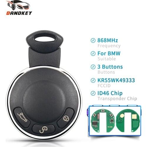 Dandkey For BMW KR55WK49333 315MHz / 868MHz ID46 PCF7953 Chip For BMW Mini Cooper Fob 3 Buttons Remote Control Smart Key Case