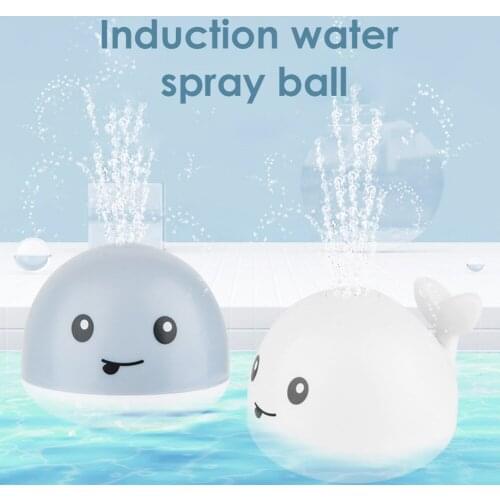 Baby Bath Toys Spray Water Whale LED Light Up Bath Toys for Kids Electric Whale Induction Water Spay Ball Bathroom Bathtub Toys