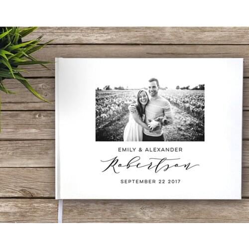 Personalized Wedding Guest Book with photo, Photo guest book Custom Mr and Mrs Wedding Journal, Keepsake Book modern guest book