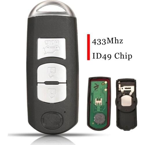 Jingyuqin 5pcs 3 Buttons Smart Remote Fob 433MHZ ID49 Chip For Mazda CX-5 CX-4 Uncut Blade with Groove