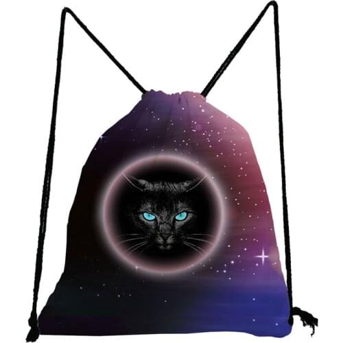 Circle Cat Print Backpack Bag Fashion Unisex Drawstring Bag High Capacity Shoes Bag Portable Storage Bag Gym Travel Softback Bag