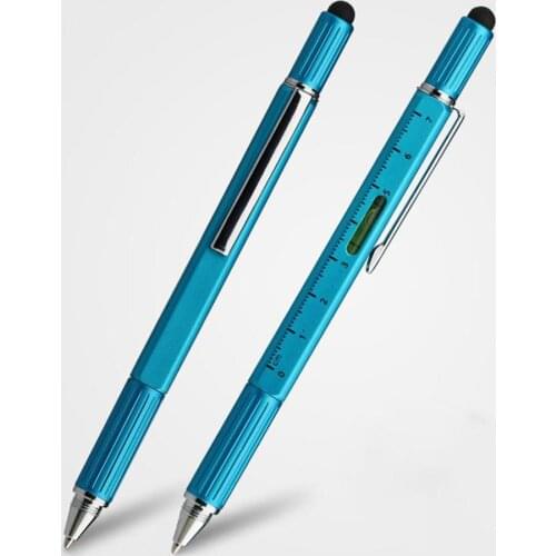Metal 6 in 1 Multifunction Ballpoint Pen with Level Scale + Double Screw Head etc Tool New Arrival kawaii Tool r20