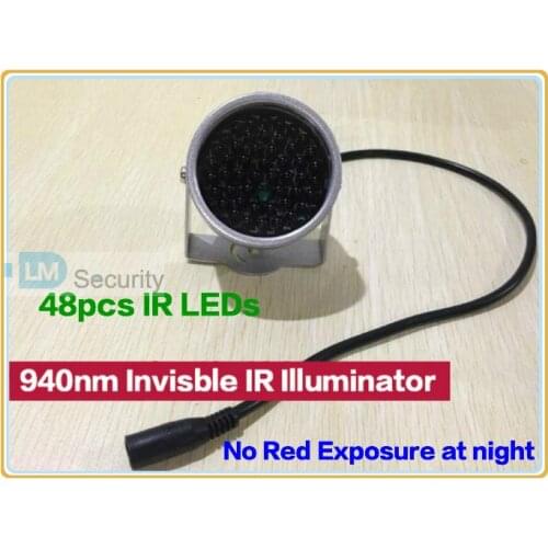 Lihmsek Miniature CCTV IR illuminator no red exposure 940nm Invisible Light Black Light Monitoring F5 48pcs IR LEDs CCTV Camera