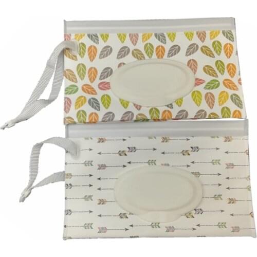 1Pc Fashion Wipes Carrying Case Clutch and Clean Wet Wipes Bag for Stroller Cosmetic Pouch with Easy-Carry Snap-Strap 24 Models