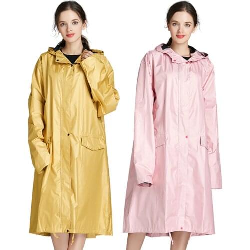 New Breathable Women Long Rain Coat Poncho Ladies Pink Raincoats Waterproof Black Coating Raincoat Rain Poncho Cape With Pocket