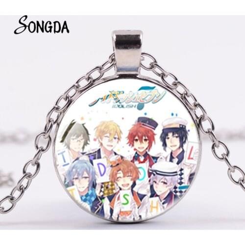 Japan Anime IDOLISH7 Boys Girls Pendant Necklace Art Pattern Crystal Long Chain Choker For Fans Men Women Jewelry Birthday Gifts