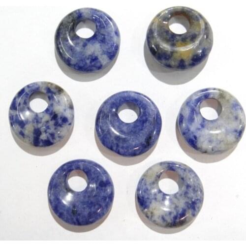 Wholesale 15pcs 18mm sodalite natural stone gogo donut charms pendant for jewelry making necklace Accessories